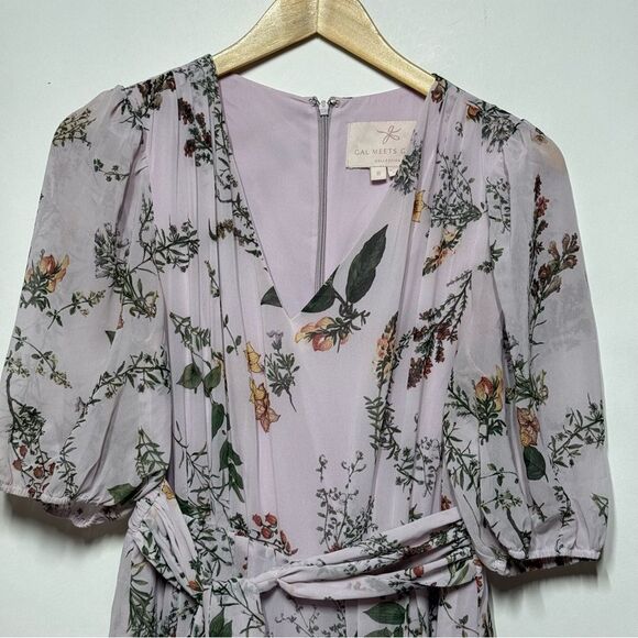 Gal Meets Glam Collection Phoebe Floral Puff Sleeve Chiffon Maxi Dress 8 NWOT - Picture 4 of 16